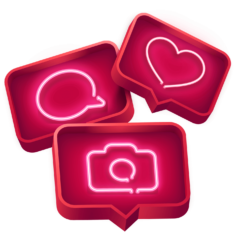 Realistic-neon-Social-media-icons-on-transparent-background-PNG